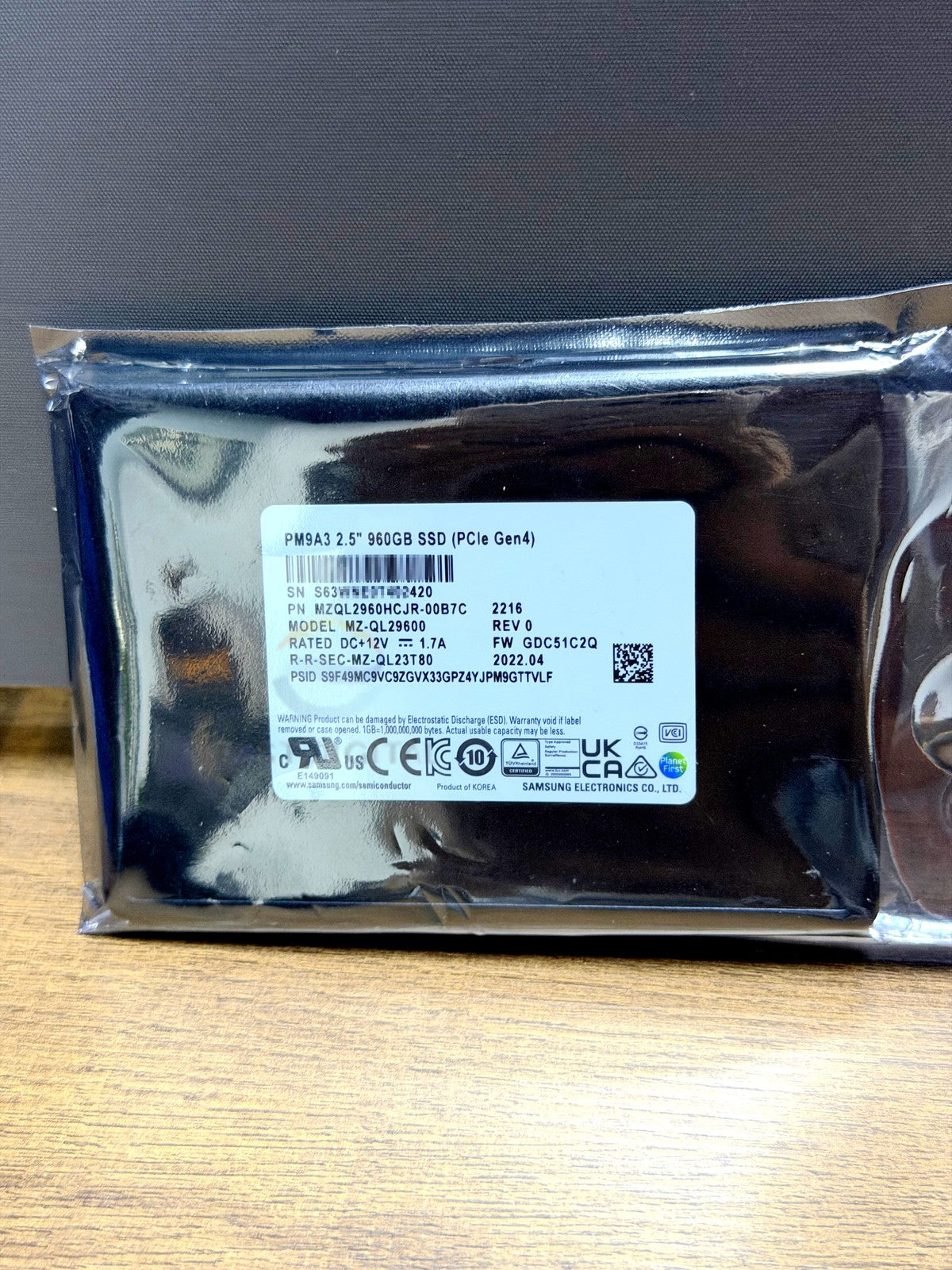 Samsung MZ-QL29600 PM9A3 960GB 2.5'' U.2 PCIe Gen4 x4 NVMe Enterprise SSD New