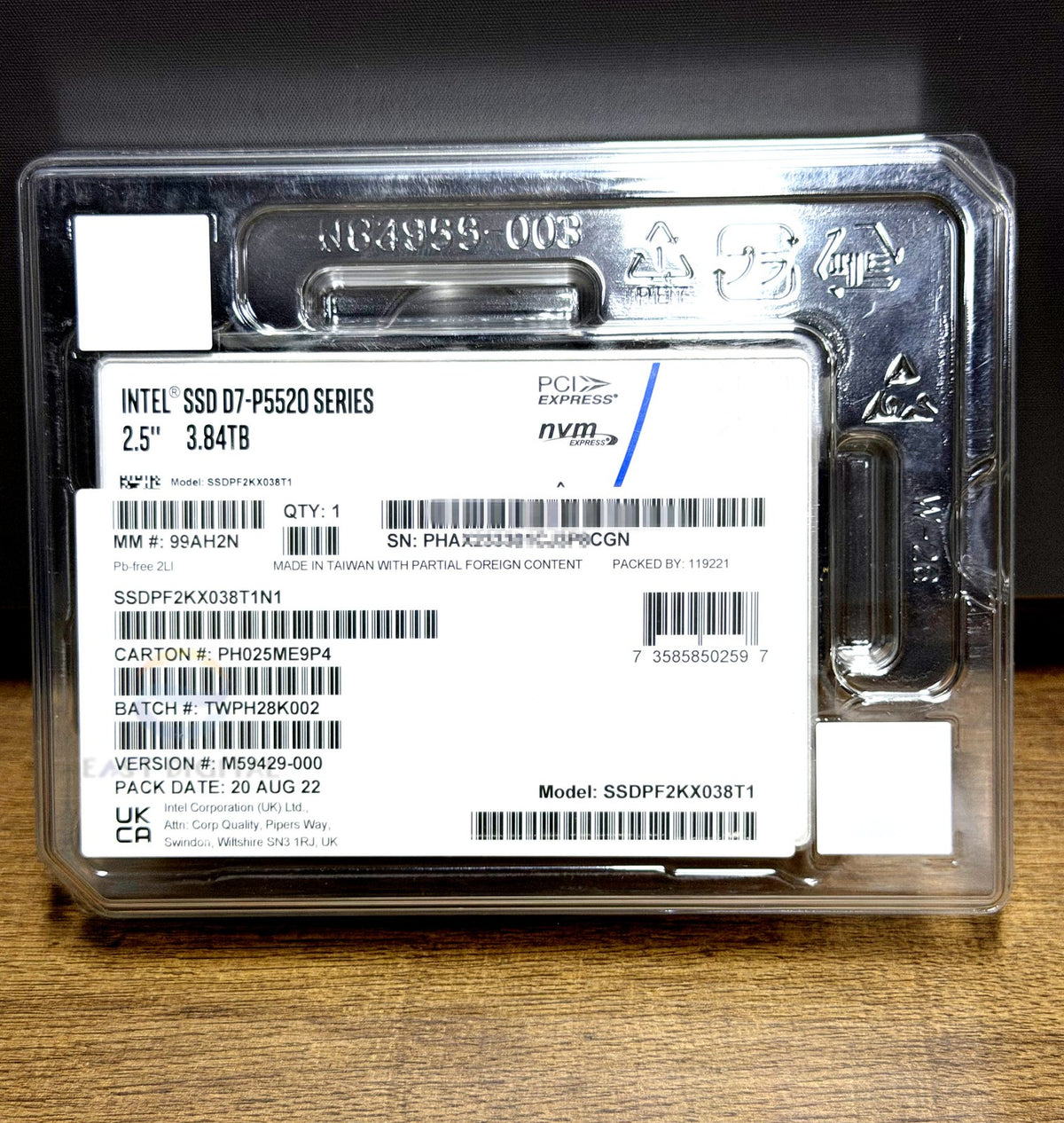 Intel SSDPF2KX038T1 D7-P5520 Series 3.84TB 2.5'' U.2 PCIe 4.0 NVMe TLC SSD New