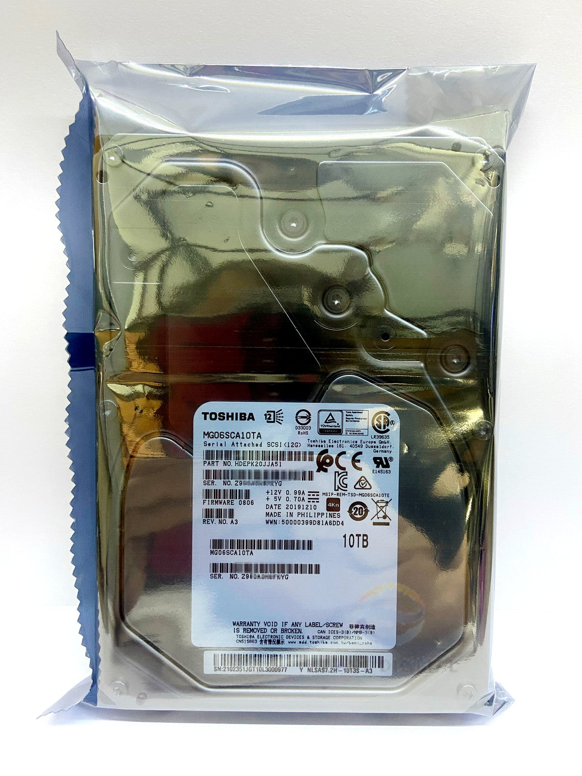 MG06SCA10TA Toshiba 10TB 3.5" SAS 4Kn 7.2K 12Gb/s Enterprise Internal Hard Drive