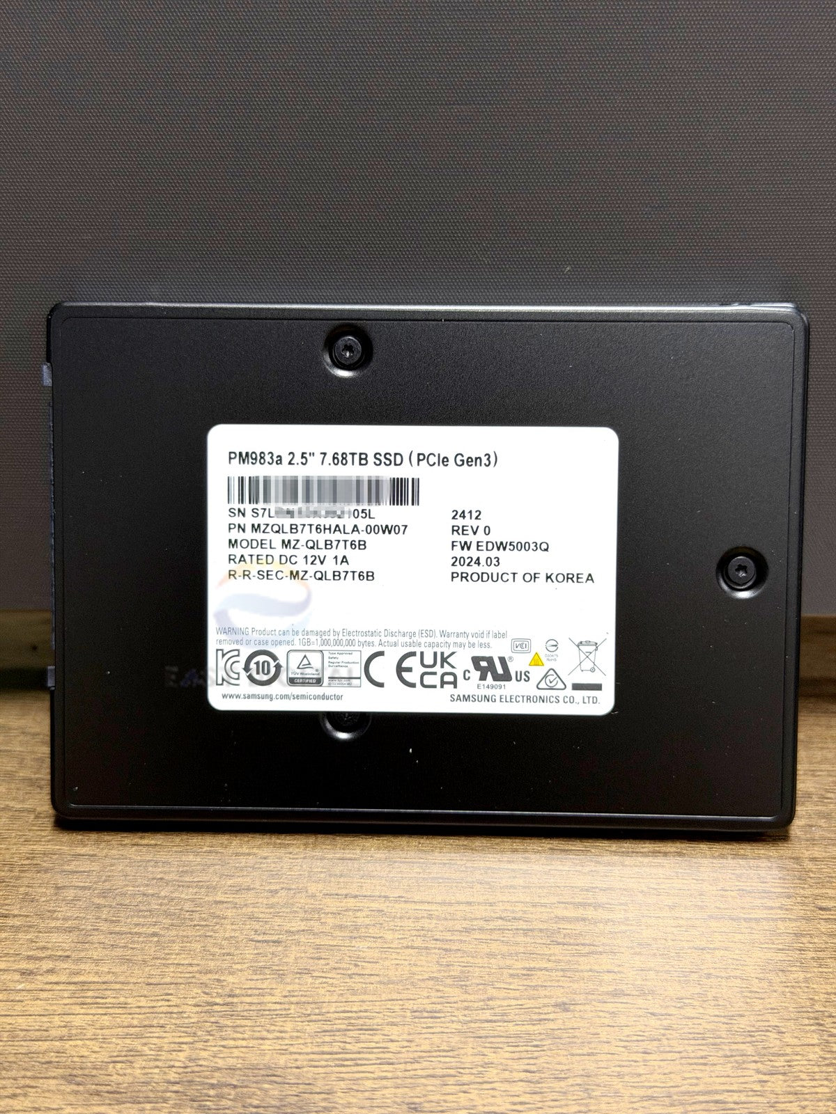 Samsung MZ-QLB7T6B PM983a 7.68TB 2.5'' U.2 PCIe Gen3 NVMe Enterprise SSD New