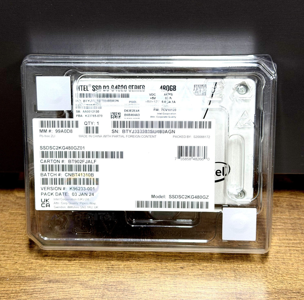 Intel SSDSC2KG480GZ D3-S4620 Series 480GB 2.5'' TLC 3D2 7mm SATA 6Gb/s SSD New