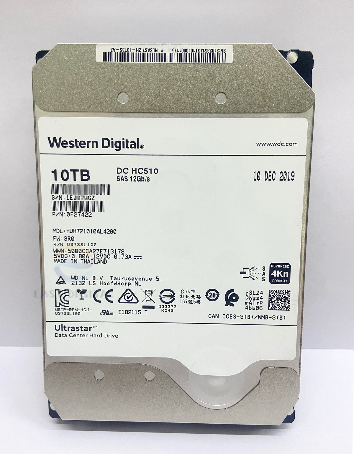 WD HUH721010AL4200 4Kn 10TB HC510 SAS 7200RPM 256MB 3.5" Enterprise Hard Drive