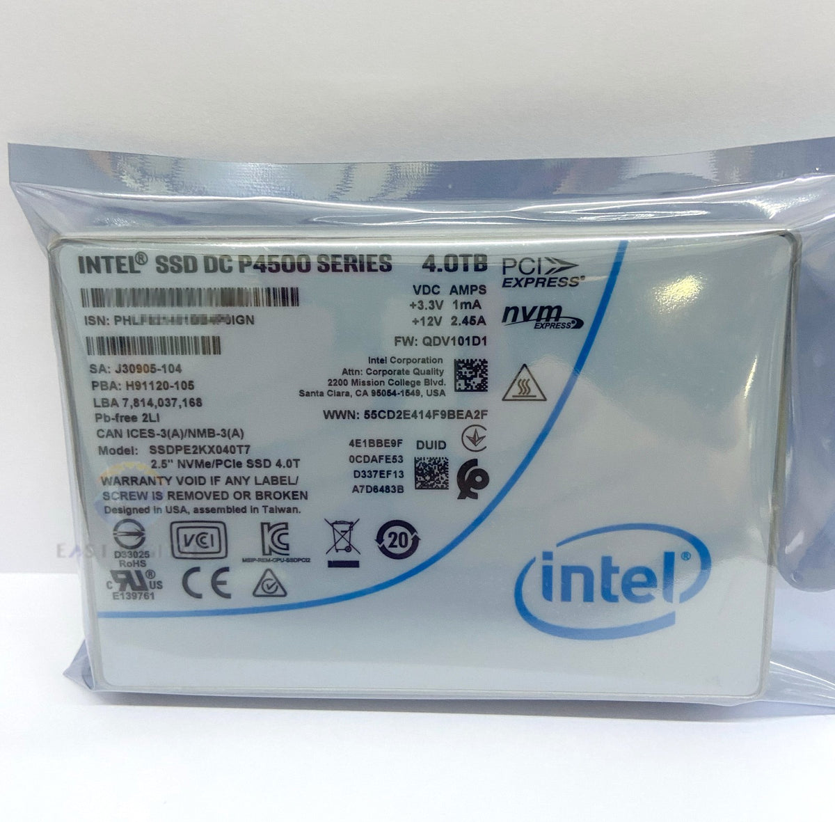 Intel SSDPE2KX040T7 P4500 4TB 2.5" U.2 PCIe NVMe Enterprise Solid State Drive