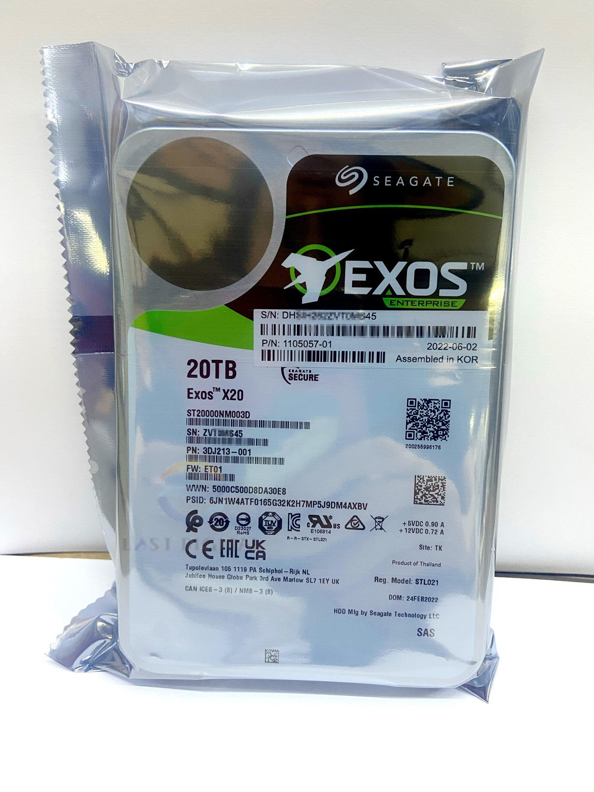 ST20000NM003D Seagate Exos X20 20TB 3.5 SAS 256MB Enterprise Internal Hard Drive