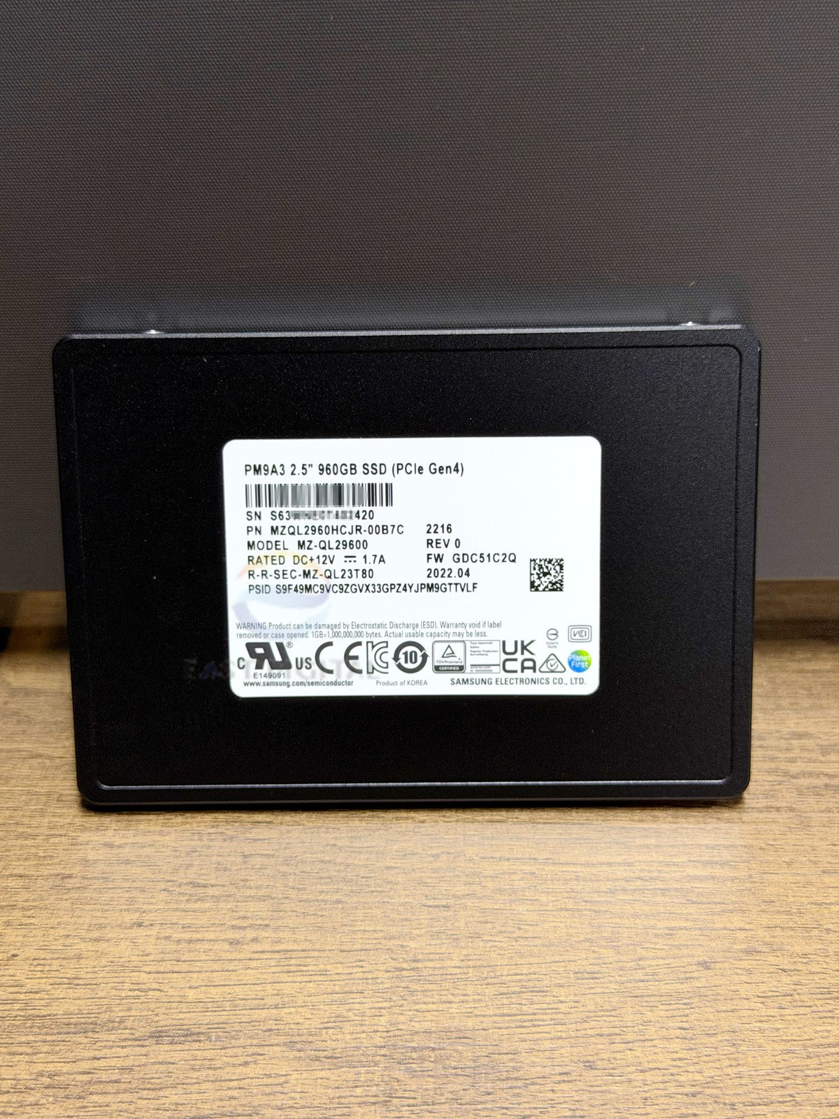 Samsung MZ-QL29600 PM9A3 960GB 2.5'' U.2 PCIe Gen4 x4 NVMe Enterprise SSD New