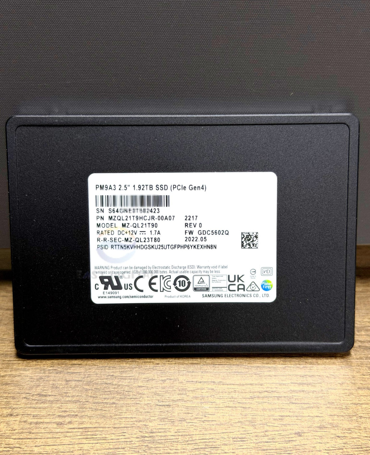 Samsung MZ-QL21T90 PM9A3 1.92TB 2.5'' U.2 PCIe Gen4 NVMe Enterprise SSD New