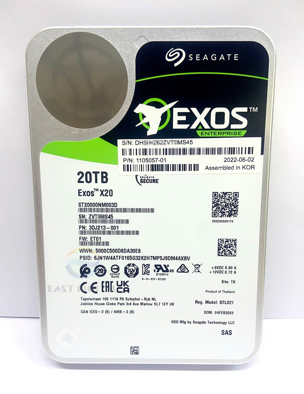 ST20000NM003D Seagate Exos X20 20TB 3.5 SAS 256MB Enterprise Internal Hard Drive