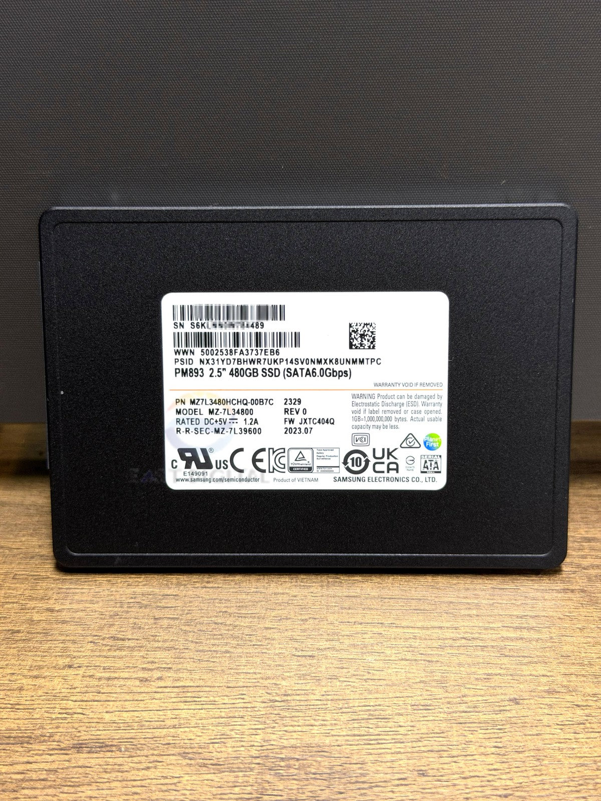 Samsung MZ-7L34800 PM893 480GB 2.5'' SATA 6Gbps MZ7L3480HCHQ-00B7C SSD New