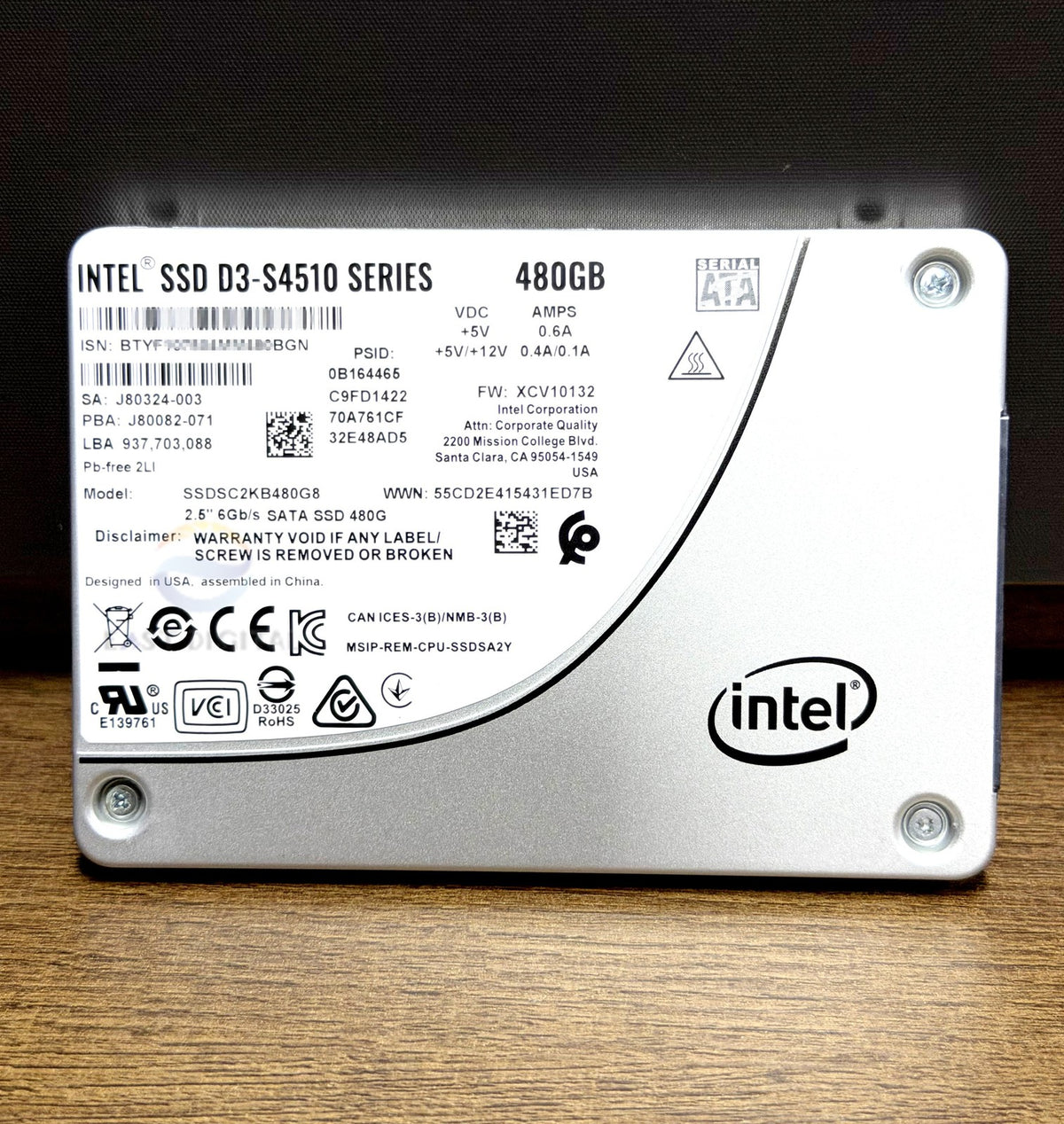 Intel SSDSC2KB480G8 D3-S4510 Series 480GB 2.5'' SATA 6Gb/s Enterprise SSD New