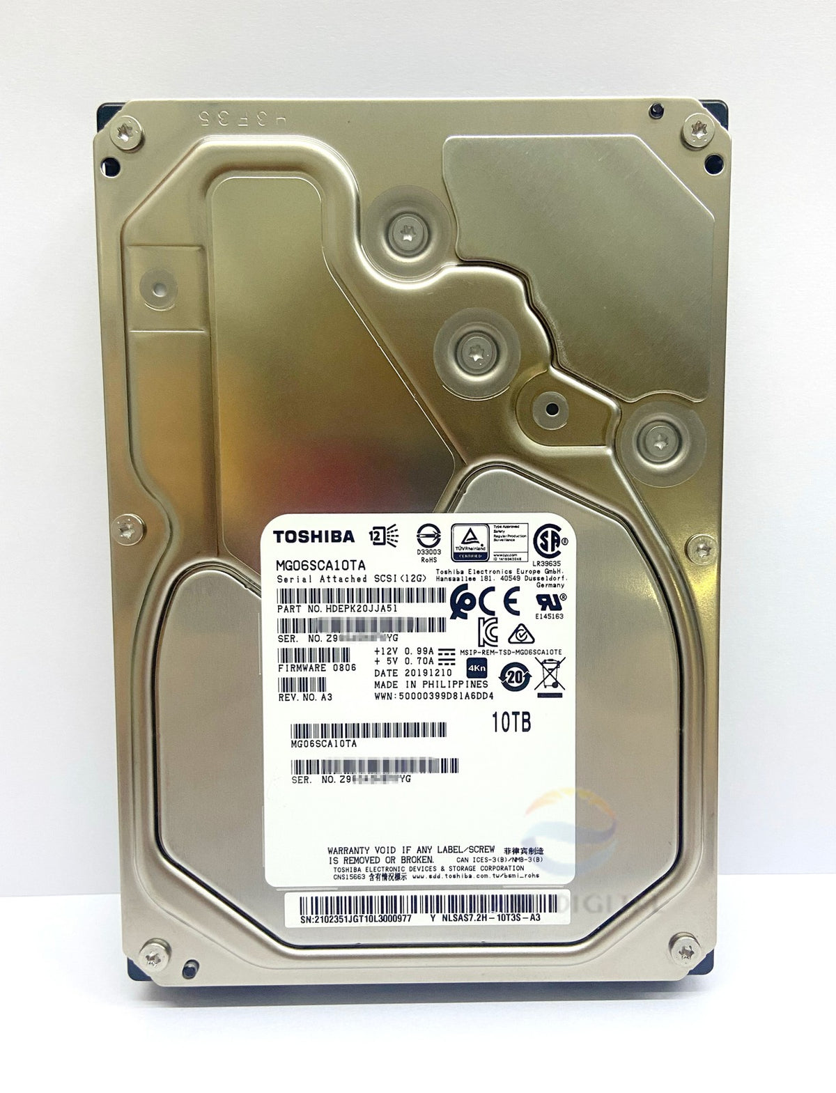 MG06SCA10TA Toshiba 10TB 3.5" SAS 4Kn 7.2K 12Gb/s Enterprise Internal Hard Drive