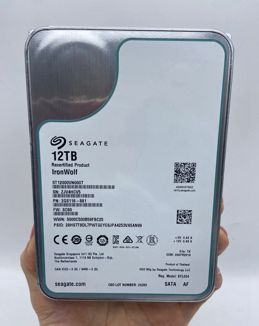 Seagate ST12000VN0007 12TB  IronWolf  256Mb Cache 7200RRM SATA  3.5" Hard Drive