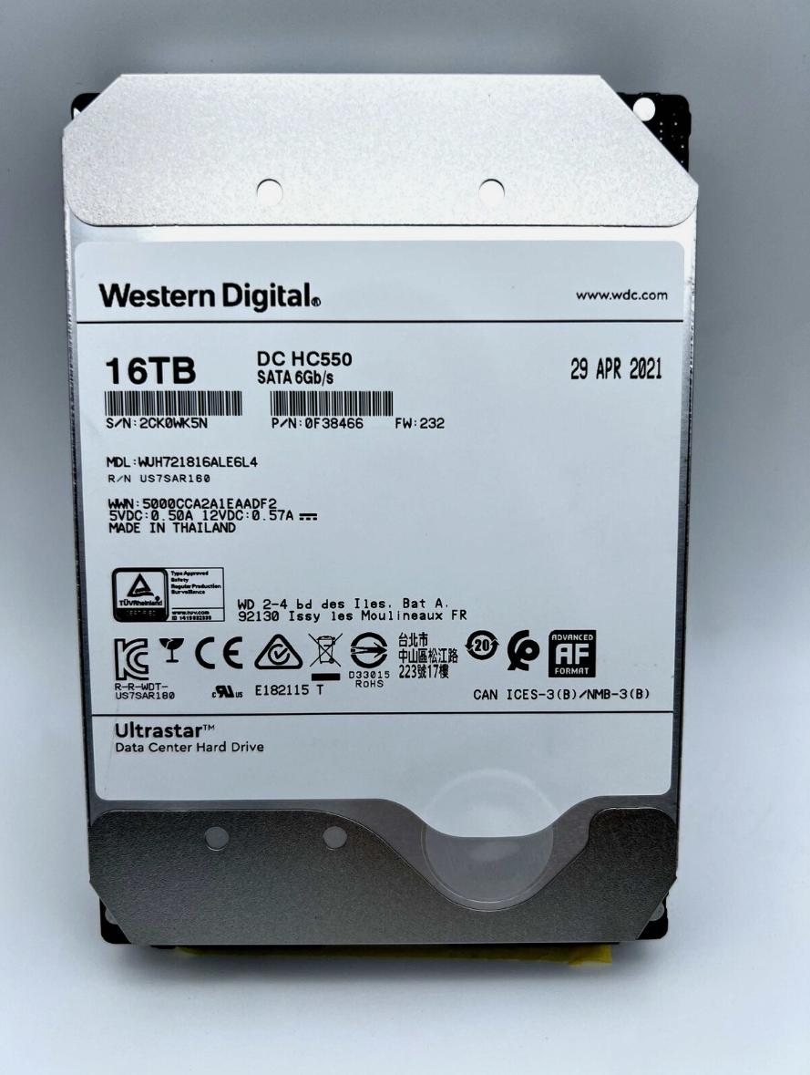WD Ultrastar  16TB WUH721816ALE6L4  SATA DC HC550 3.5" LFF Enterprise Hard Drive