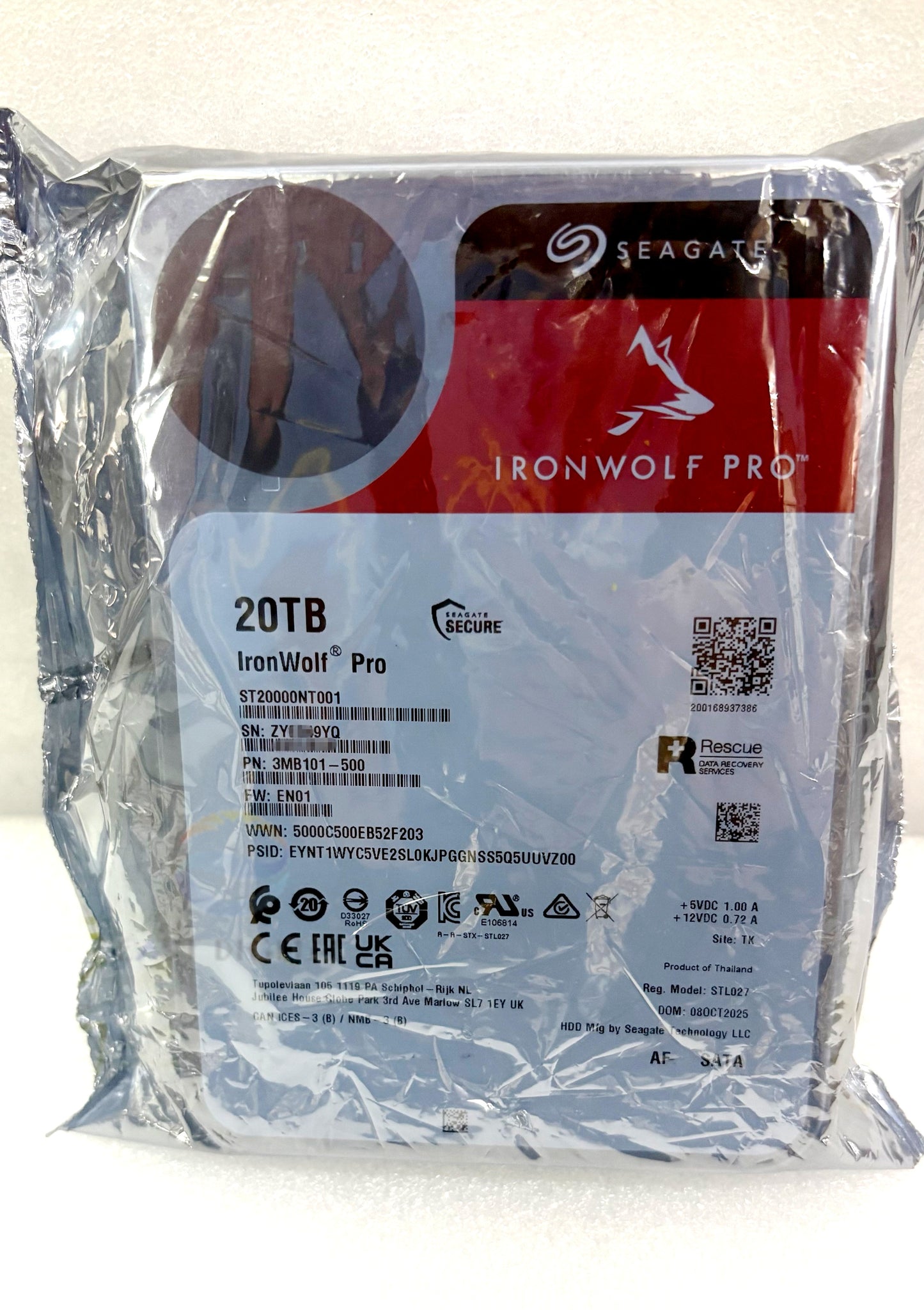 Seagate IronWolf Pro ST20000NT001 20TB SATA 3.5" NAS 7200RPM 6Gb/s Hard Drive