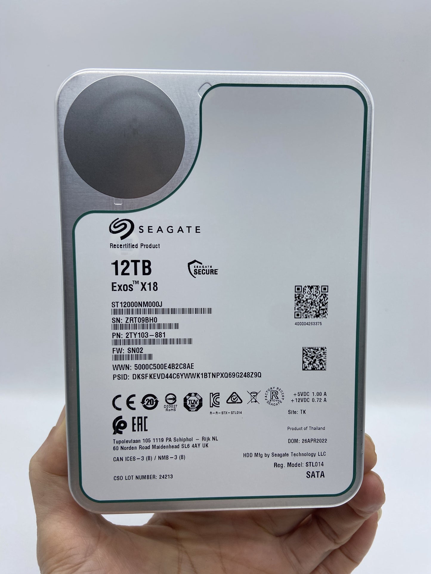 Seagate Exos X18 ST12000NM000J 12TB 3.5 256M Enterprise SATA Hard Drive