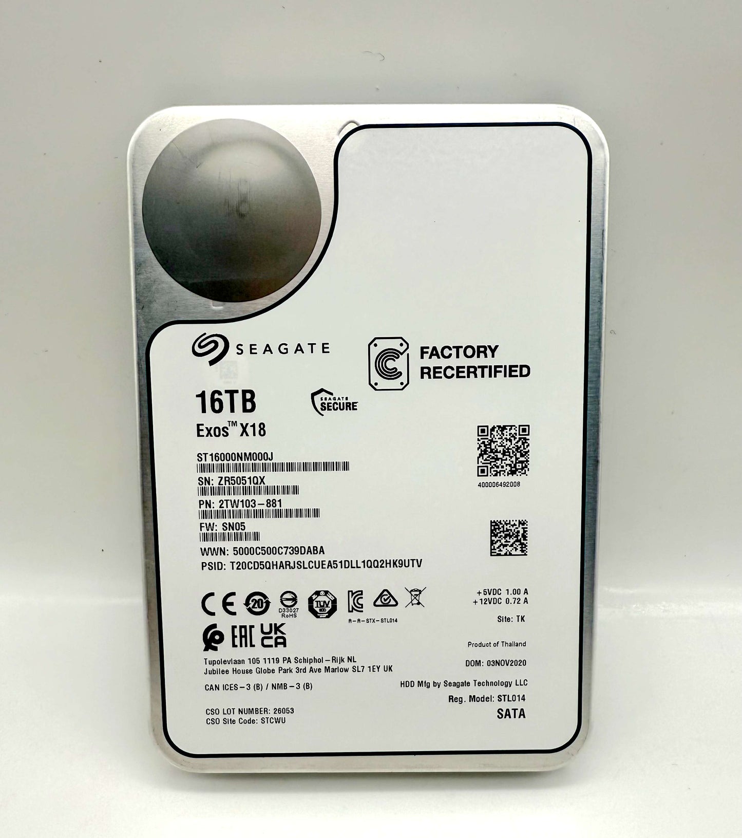 Seagate Exos 16TB ST16000NM000J  3.5 X18 256M Enterprise Internal SATA Hard Drive