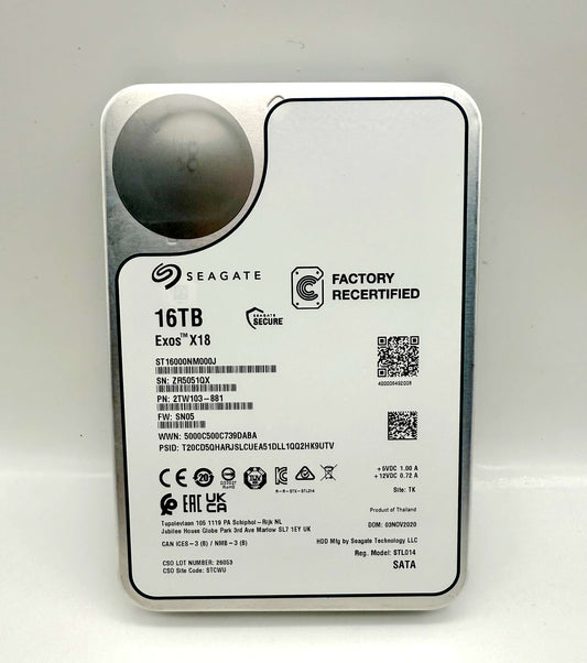 Seagate Exos 16TB ST16000NM000J  3.5 X18 256M Enterprise Internal SATA Hard Drive