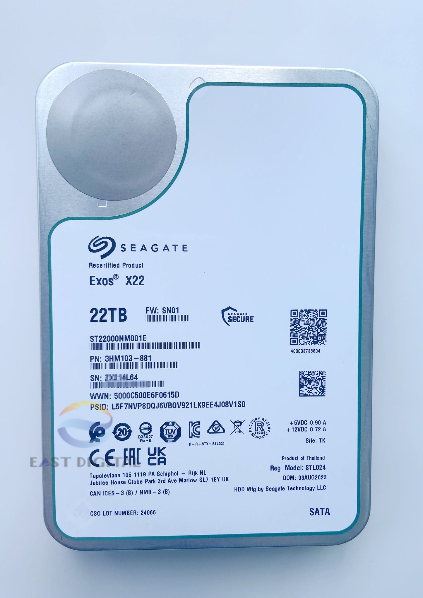 Seagate Exos ST22000NM001E  X22 3.5 22TB Enterprise Internal SATA Hard Drive